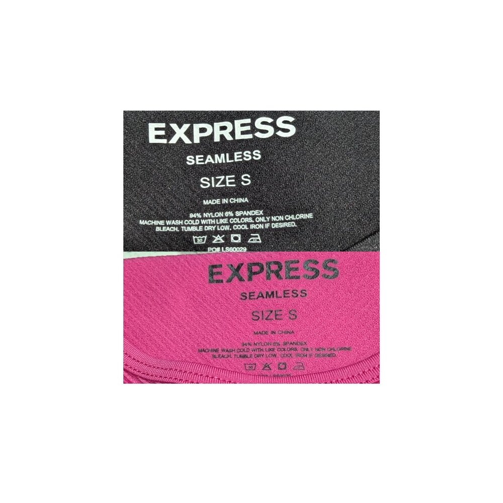 Express Bodysuit 2-Pack Size S Black Pink Seamless Ribbed NWT - Picture 4 of 6